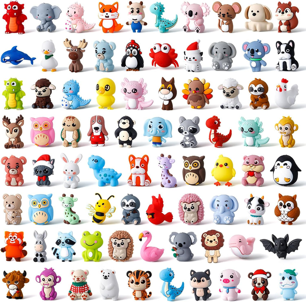 Ferreve 80 Pcs 3D Animal Silicone Focal Beads for Pens, Animals