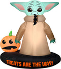 Gemmy Airblown Inflatable Grogu™ with Jack O' Lantern, 5.5 ft Tall, Brown