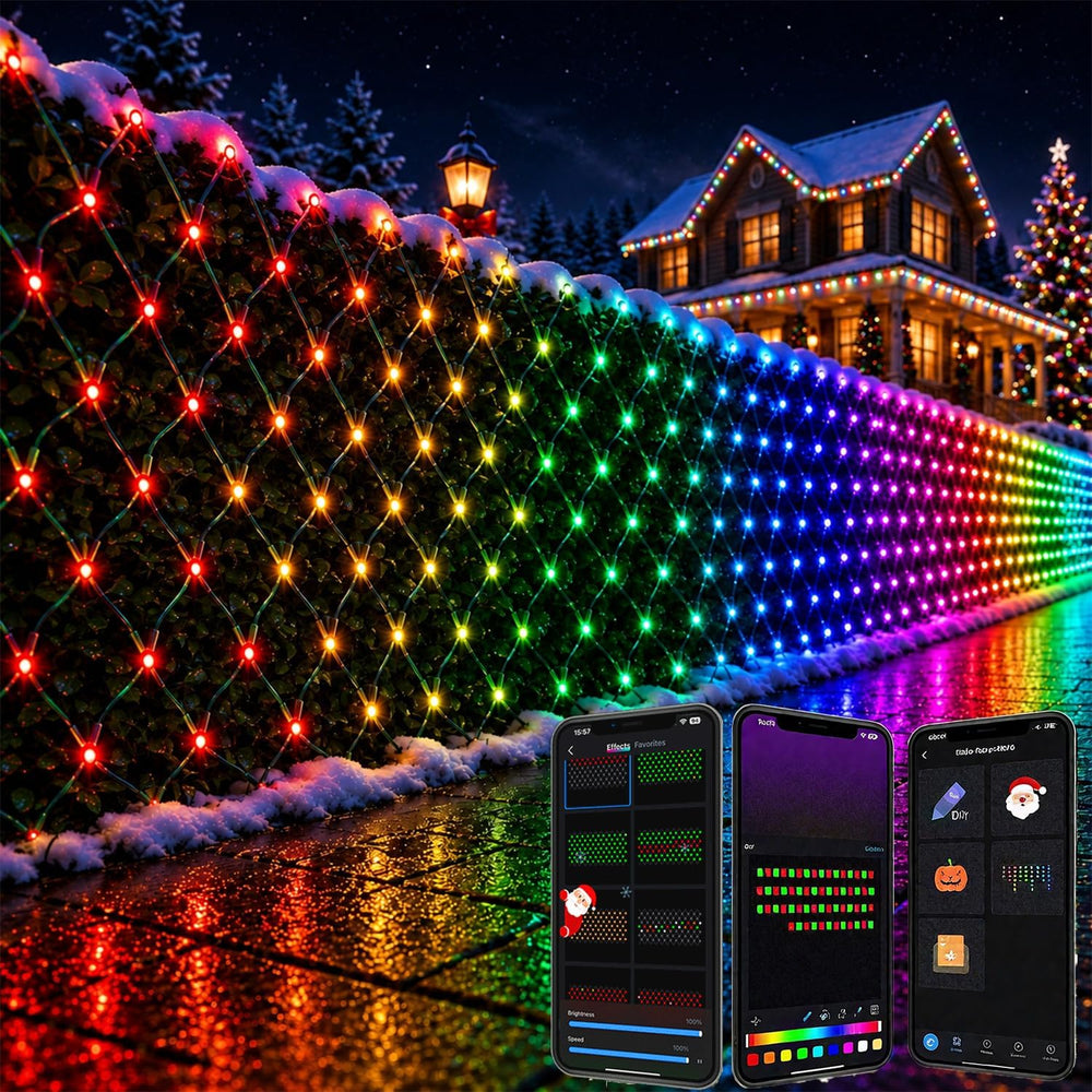 4ft*12ft Outdoor Smart Christmas Net Lights for Bushes, Group Control