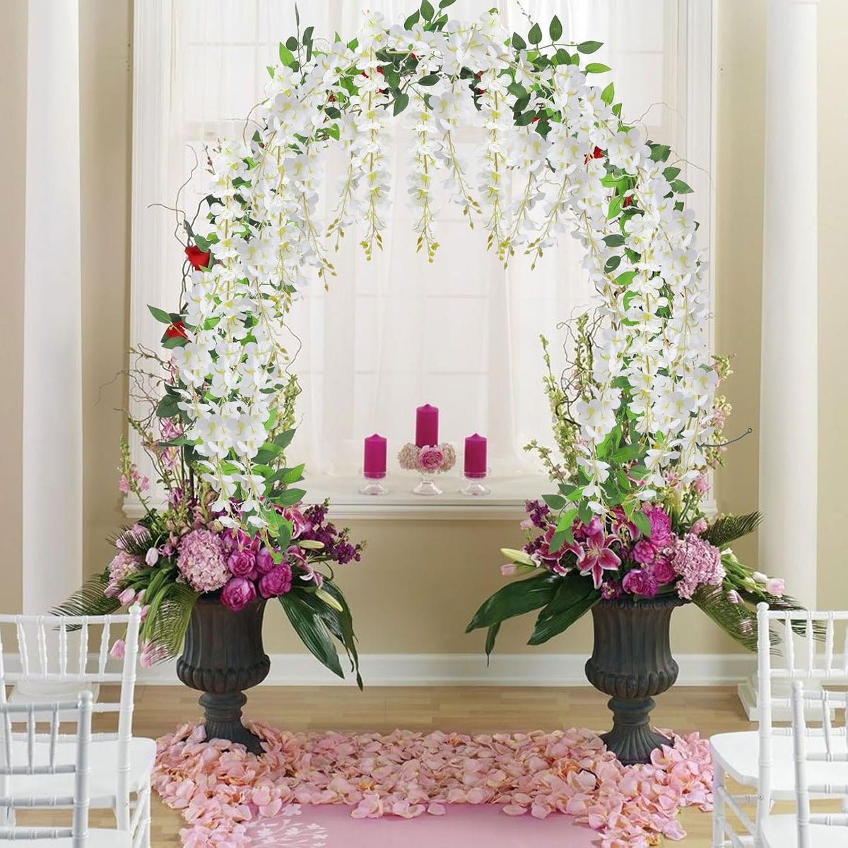 U'Artlines 20Pcs 7.2 Ft/Piece Artificial Wisteria Garland White