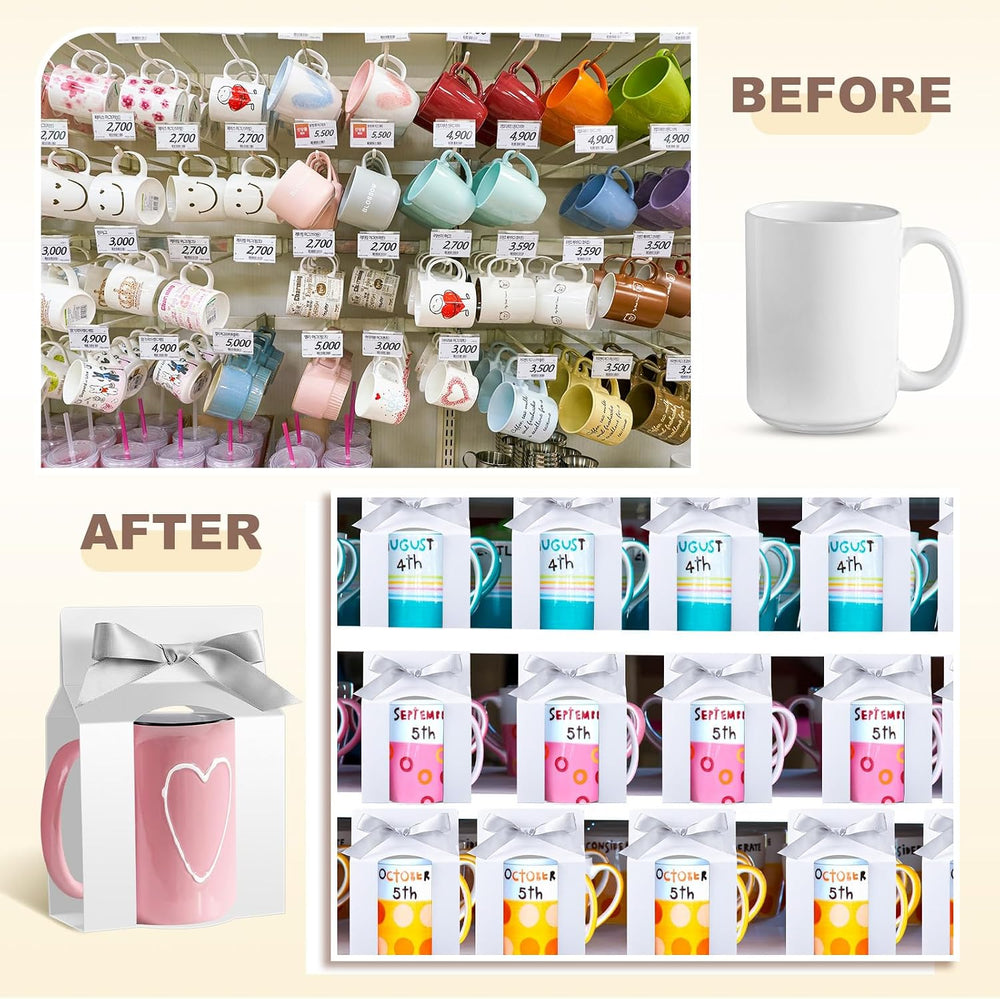 Kosiz 72 Pcs Sublimation Coffee Mugs Gift Bags with Window