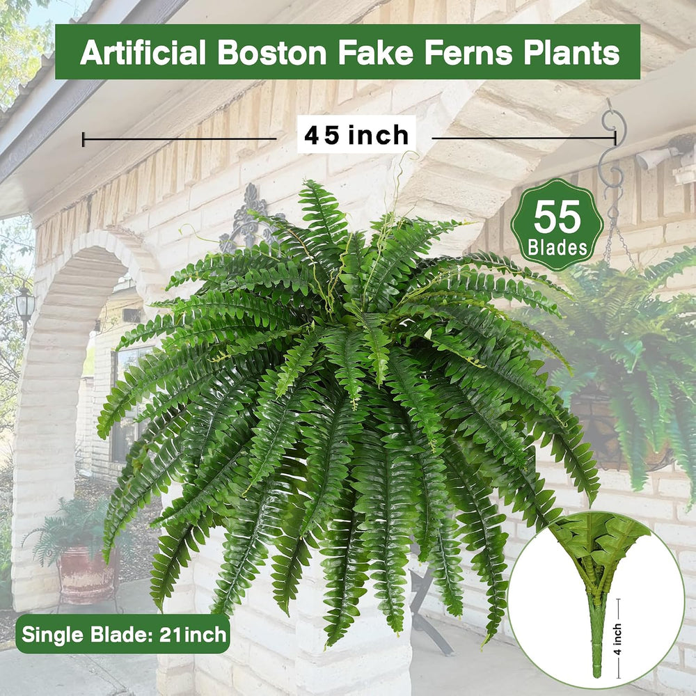 Dkaltm 45" Artificial Boston Fern (Set of 2), Outdoor Plants