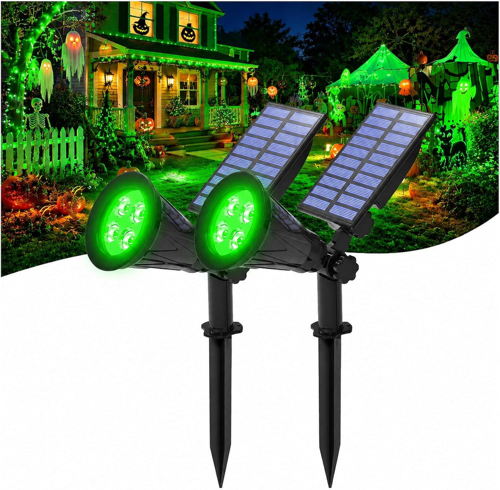 T-SUNUS Green Solar Landscape Spotlights 2 Pack IP65 Waterproof Garden Tree