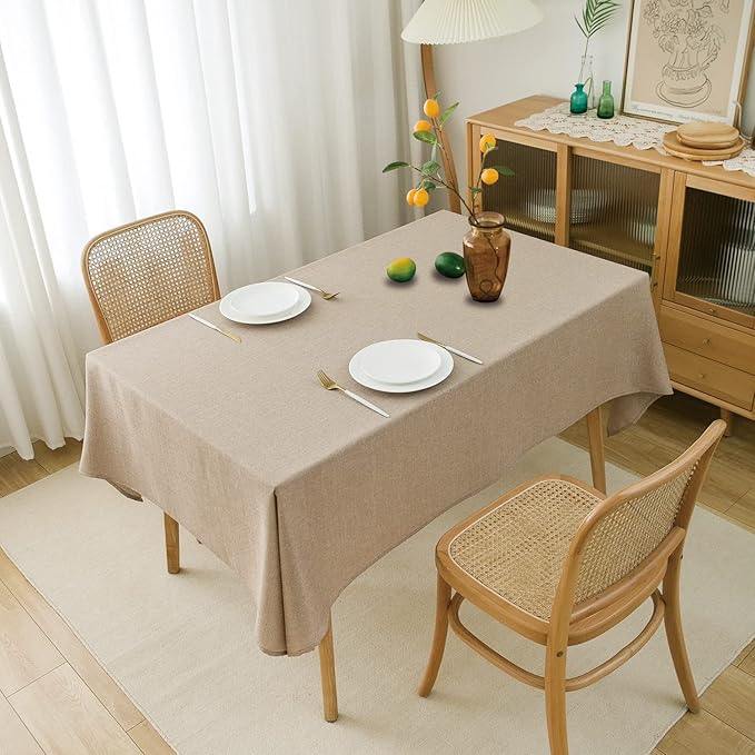 NLMUVW Linen Tablecloth Rectangle 90 Inch Burlap Rustic Textured Table Cloth Water Resistant Farmhouse Table Cover for Kitchen Dining Coffee, 54 x 90 Inch