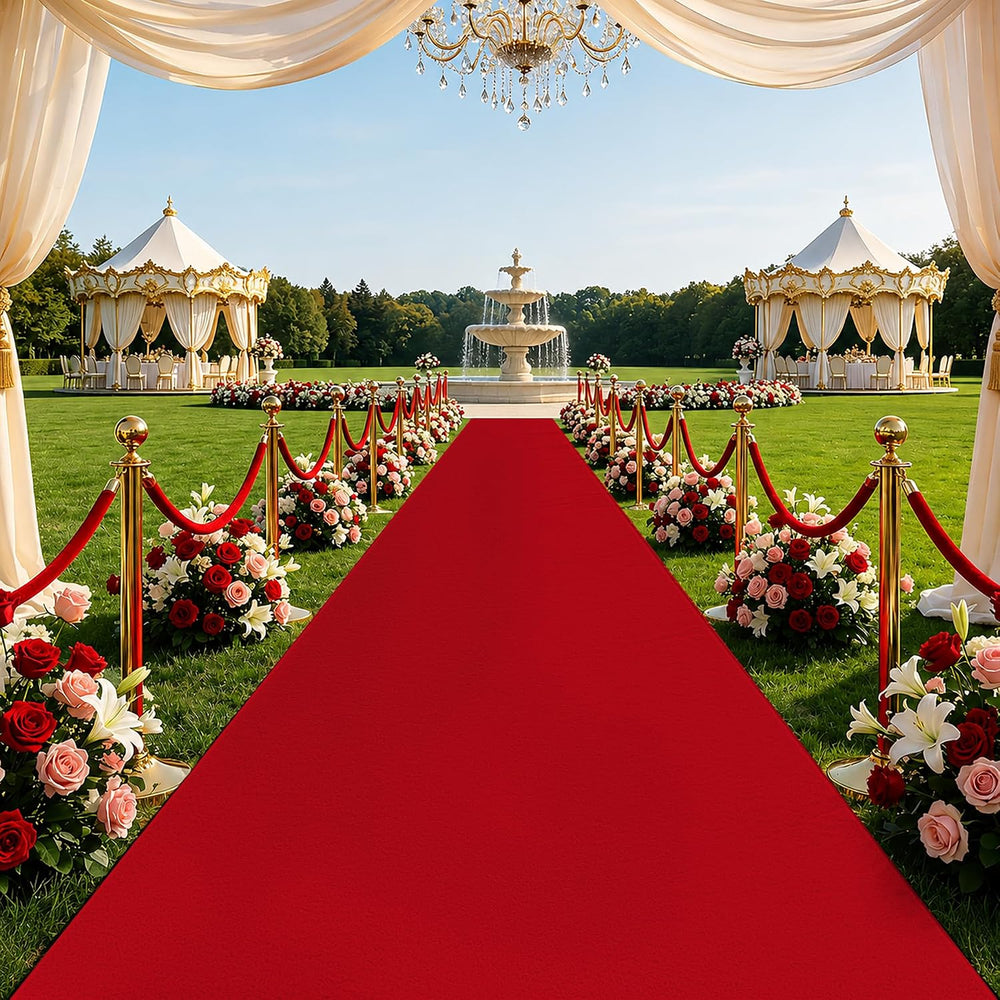 Red Carpet Runner Rug for Party and Event, Non-Slip TPR Rubber Backed Aisle R...