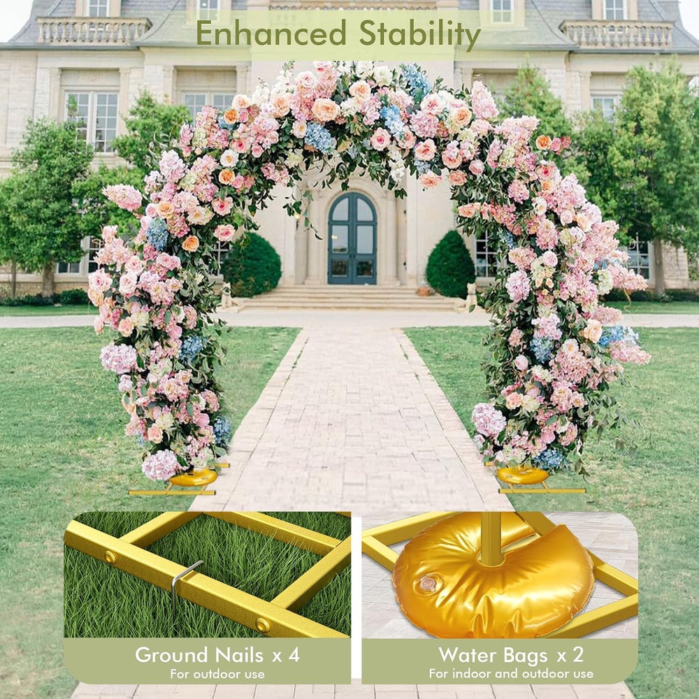 EMART Round Backdrop Stand 8FT Gold Balloon Arch Stand Metal Circle Arch