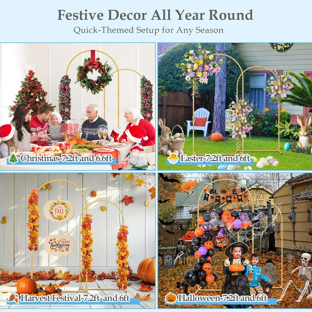 7.2FT 6FT Arch Backdrop Stand, Wedding Arch with Base Set of 2 for Birthday