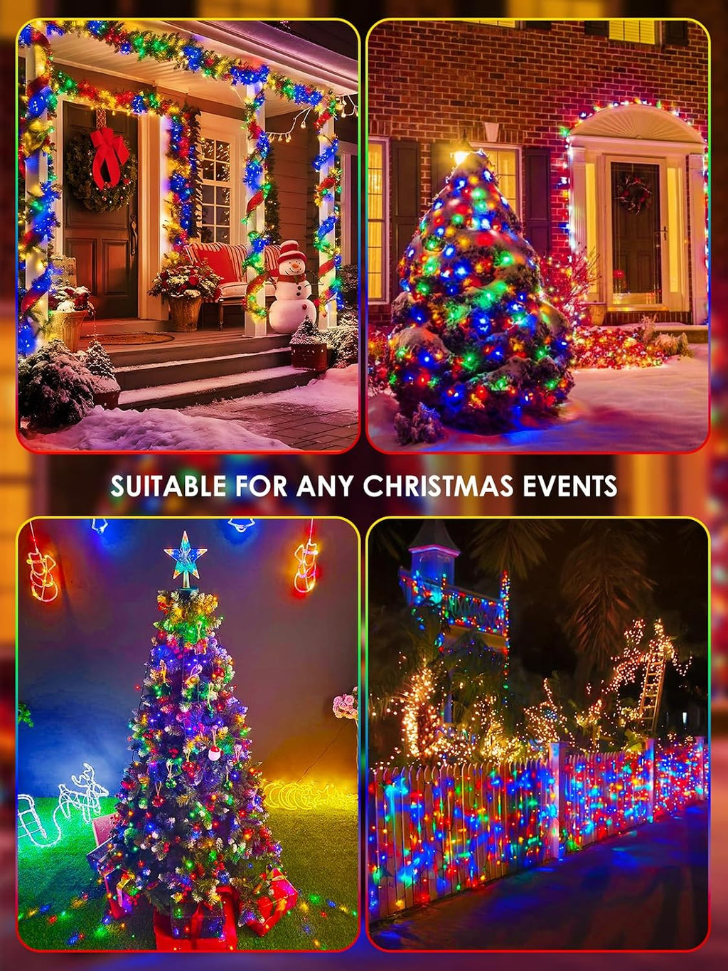 solar christmas lights outdoor 4 pack 152ft 400led showing dimensions