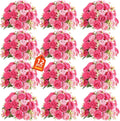 Pink Peonies Artificial Flowers 12 Bouquets,pink Flowers Lifelike Silk Fake Peonies with Stems for Home Table Centerpieces, Wedding, Party & DIY Bridal Floral Arrangements (12, Rose Red + Pink)