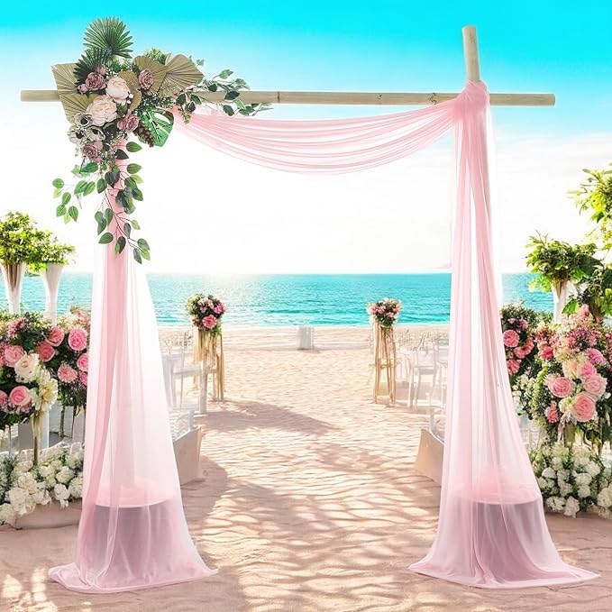 MDS Halloween Chiffon Draping Fabric - 2 Panel, 30" Wide x 40ft Long - Sheer Spooky Arbor & Canopy Drapery for Haunted House Backdrops, Party Ceilings, DIY Costumes & Themed Events - Blush Pink (Pack of 2)