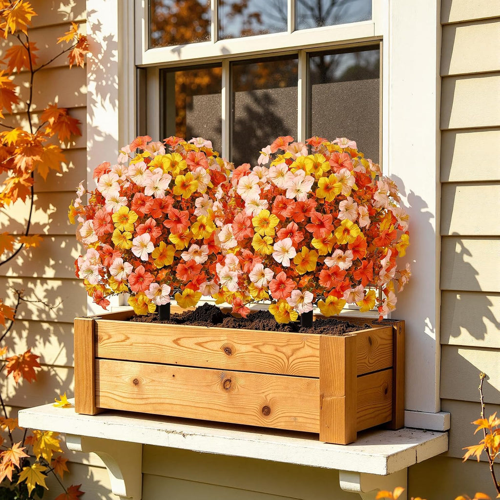 SHareconn 2Pcs Artificial Fall Flowers for Outdoors UV Resistant Decoration