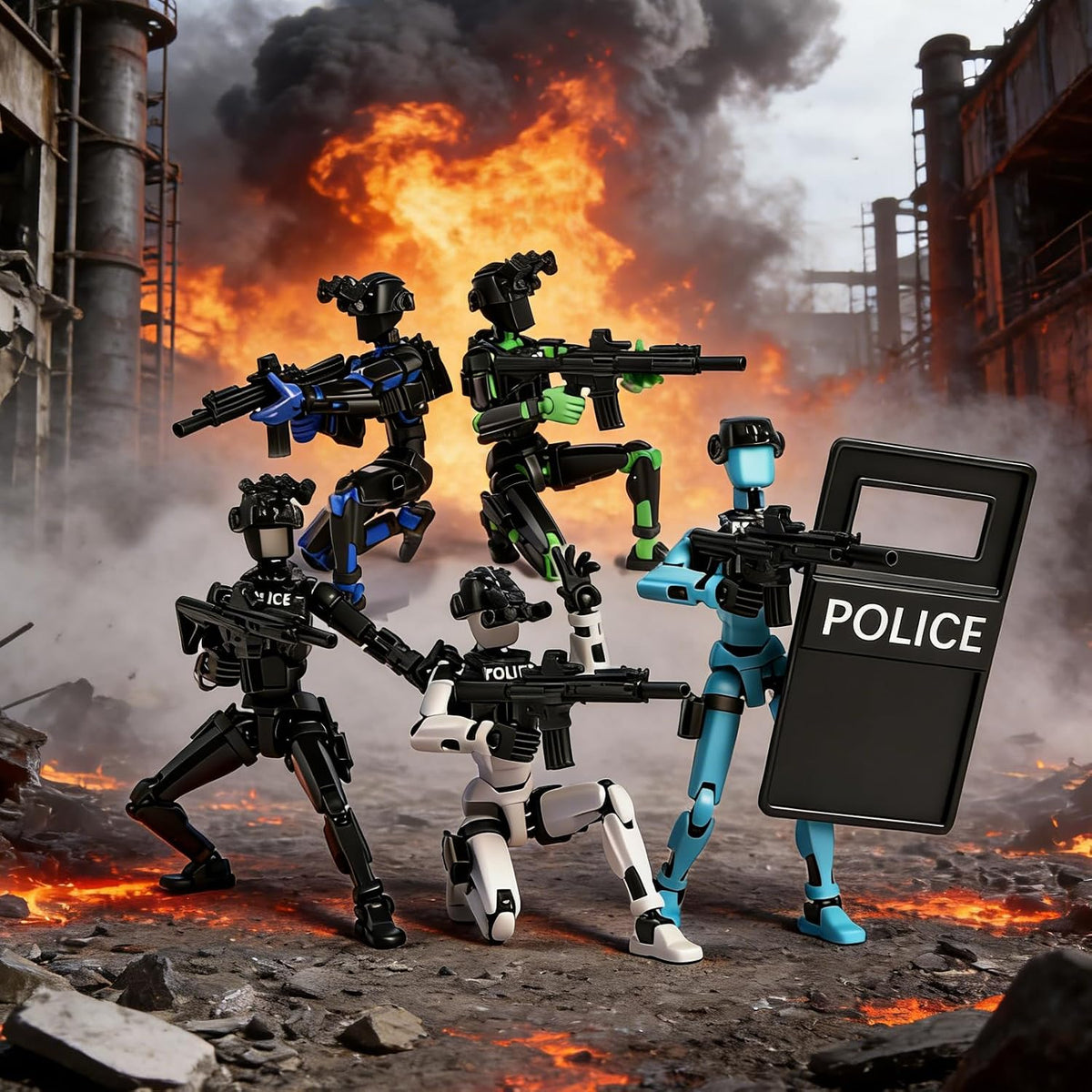 3d printed dummy 13 police shield action figure, package contents