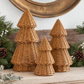 MiniInflat 3 Pcs Woven Rattan Christmas Tree Decor, Classic Weave, Burlywood