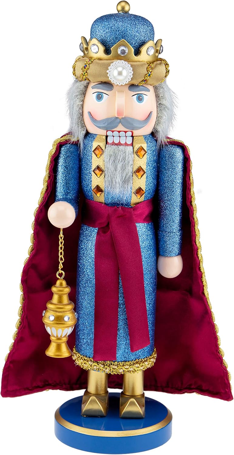 Clever Creations Wiseman with Frankincense 14 Inch Traditional Wooden Nutcracker, Festive Christmas Décor for Shelves and Tables
