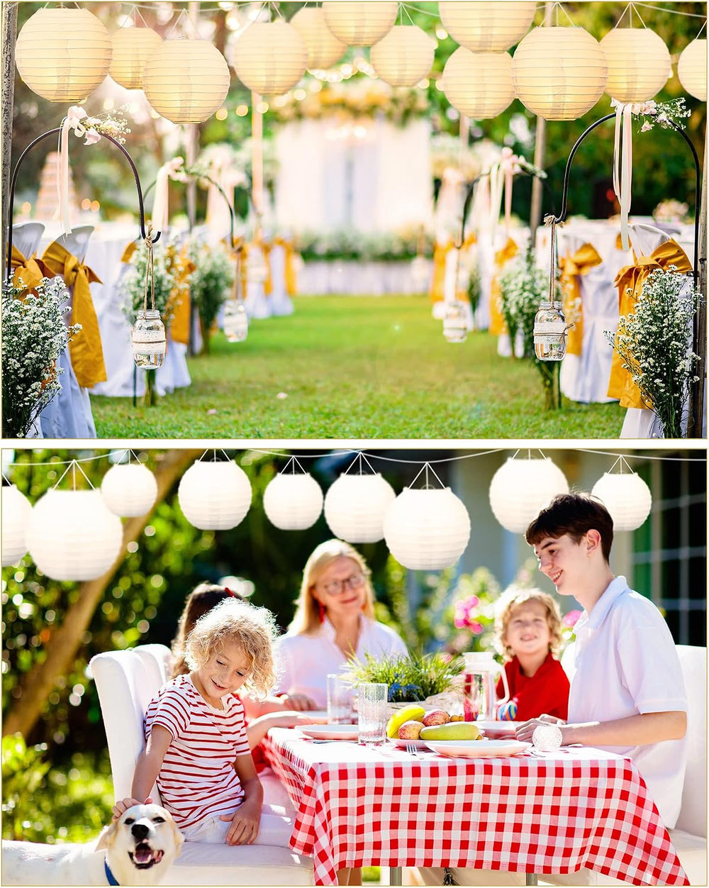 Treela Paper Lanterns Bulk, 5 Sizes, Round Chinese Lamp, White, 80 Pcs