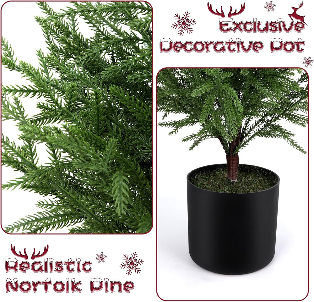 4FT Norfolk Pine Christmas Tree, Unlit Artificial Tree in Pot, Soft-Touch PE ...