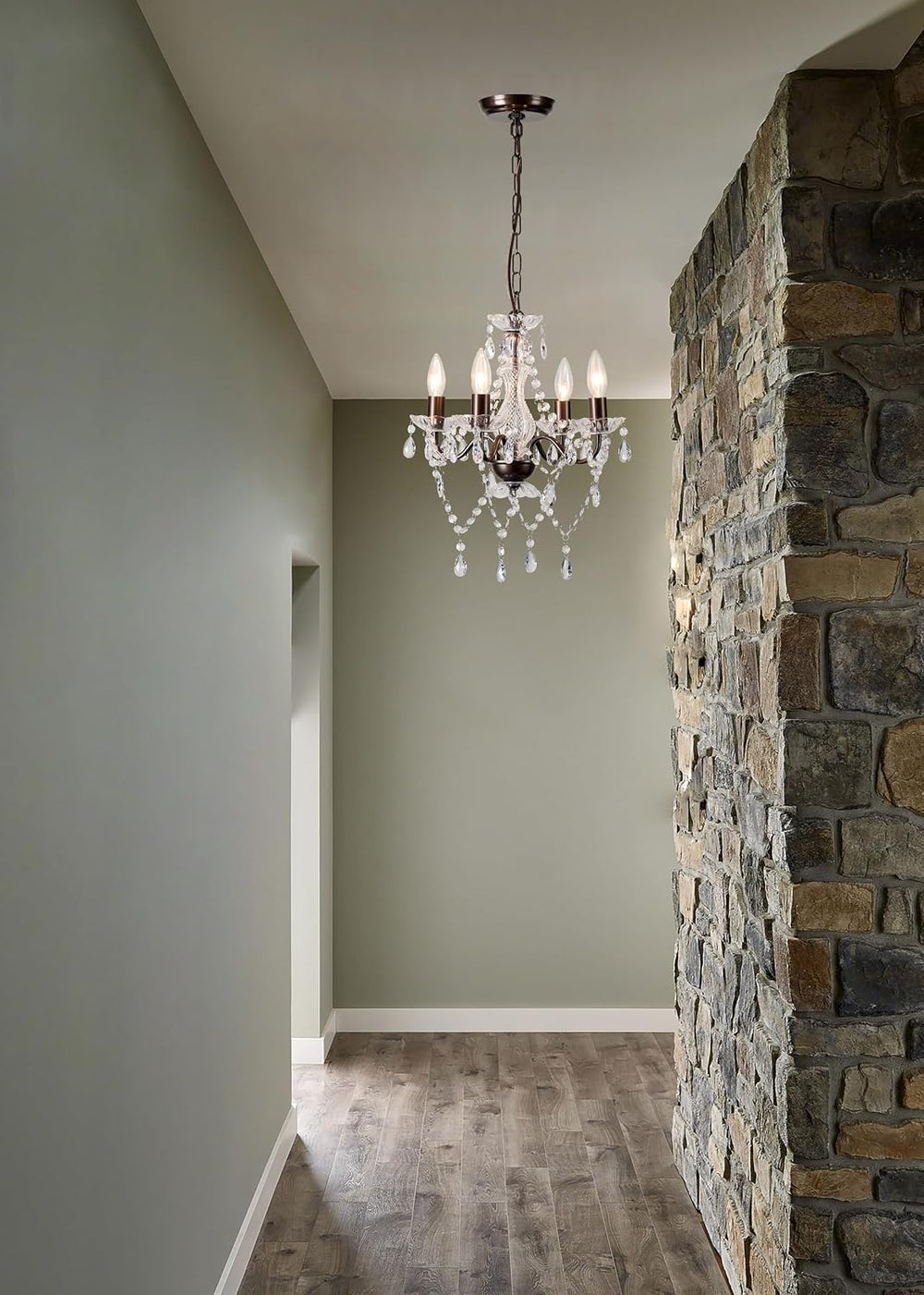 LaLuLa Mini Acrylic Crystal Chandelier Modern Farmhouse Bronze Chandeliers Li...
