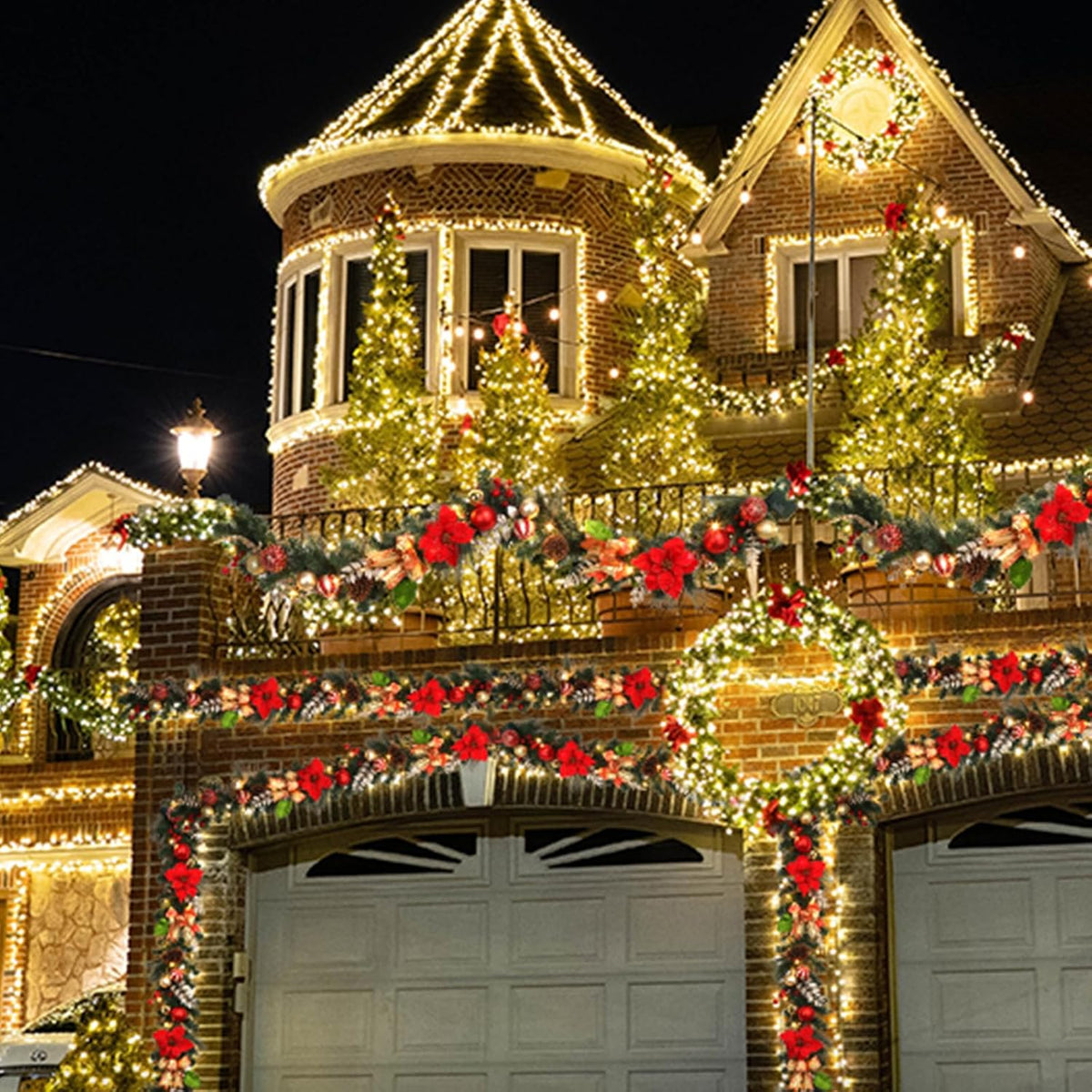 Garvee 6 FT Pre-Lit Christmas Garland with 20 LED Lights & 8 Modes
