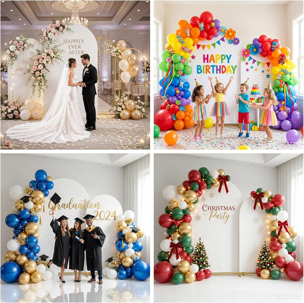 2 Pack 7.2FT+6FT Metal Arch Backdrop Stand with Cover for Wedding Decor