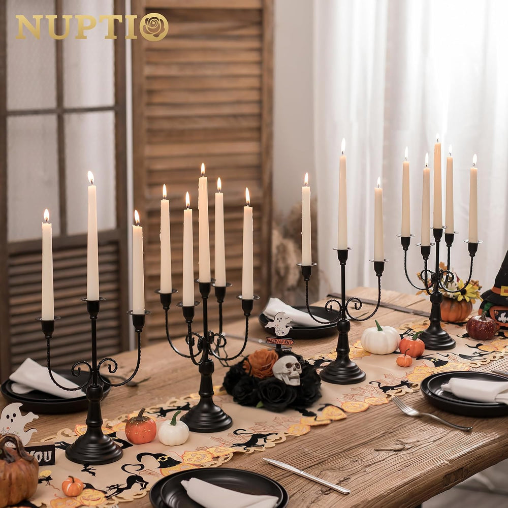 NUPTIO Candelabra Candlestick Holders for Centerpiece: Black Candle Holder