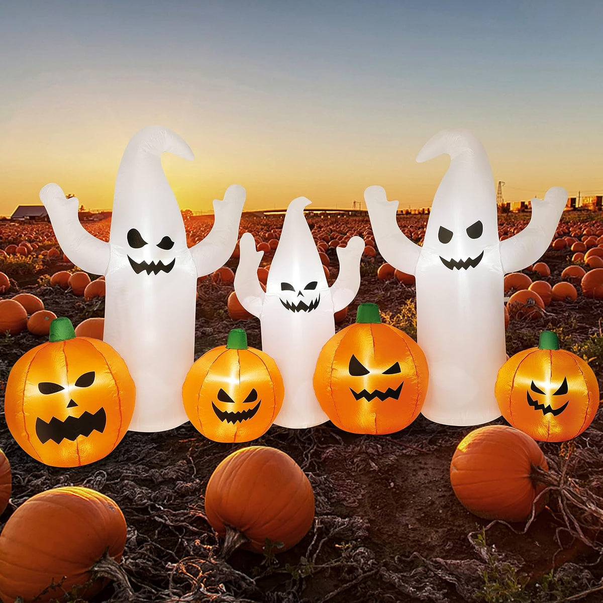 sand mine 8 ft long lighted halloween inflatable, side view