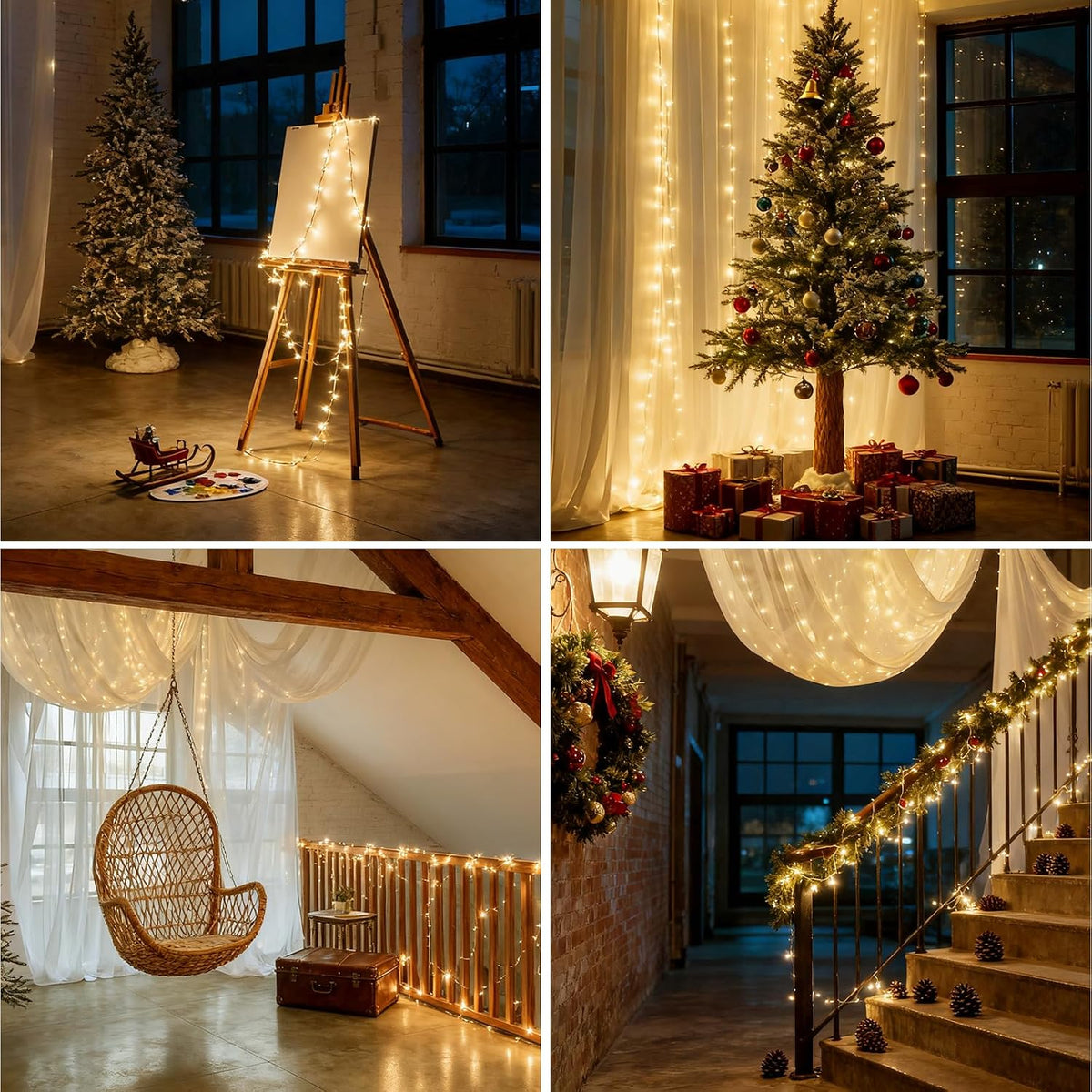 dailyart 2000led fairy lights 130ft christmas lights with, front angle view