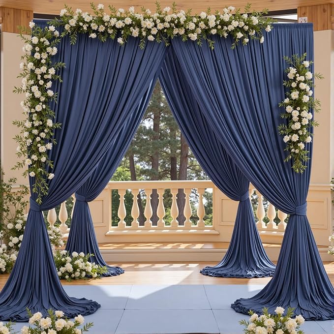 20ftx10ft Navy Blue Backdrop Curtains for Party Background, Wrinkle Free Navy Photo Curtains Backdrop Drapes 4 Panels Back Drop Cloth for Wedding Birthday Photography Baby Shower Decor