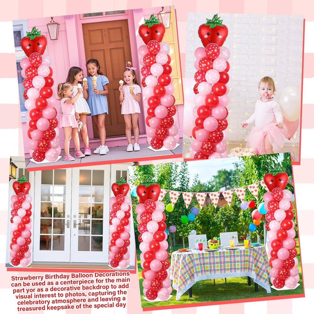 2 Sets Strawberry Balloon Column Stand Adjustable Strawberry Balloon Decor
