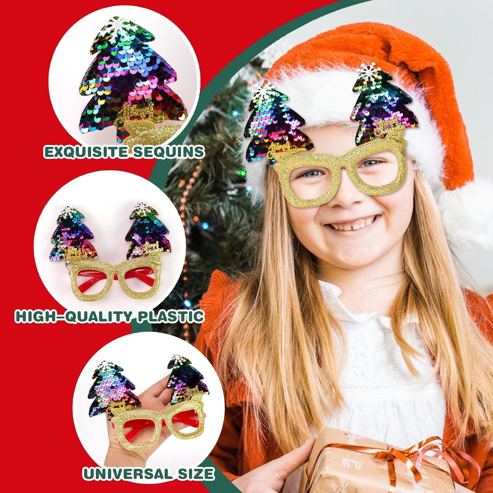 GoosWexmzl 36PCS Christmas Glasses Frames, Glitter Eyeglasses
