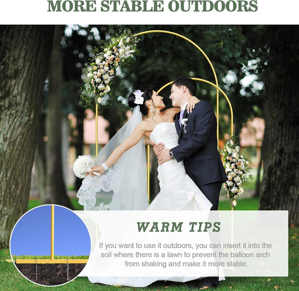 Wedding Arch Backdrop Stand Set of 2, Gold Metal, 7.3FT & 6FT