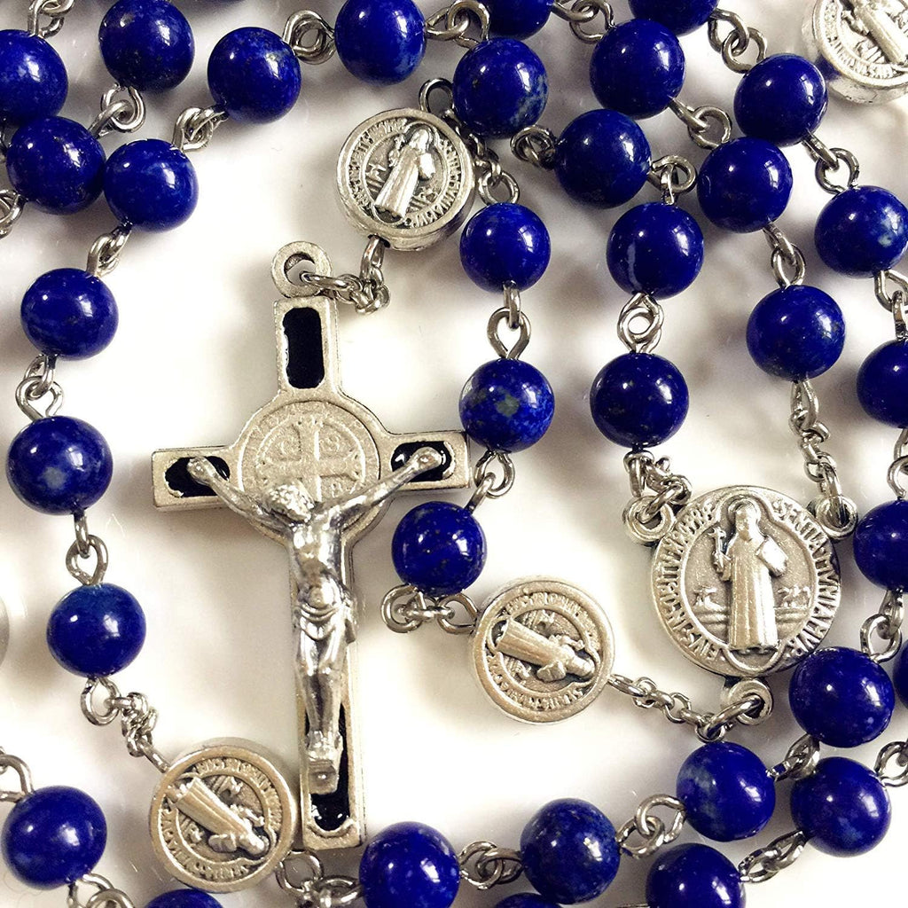 elegantmedical handmade undoubted lapis lazuli beads rosary &, close-up detail