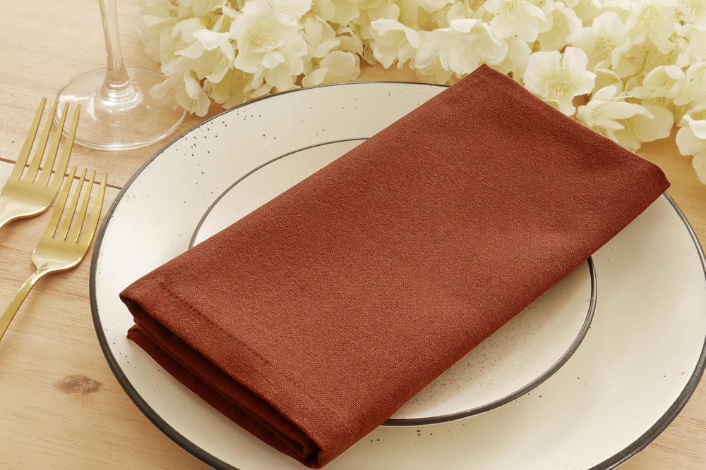 PurpleEssences Cloth Dinner Napkins 18x18 in Set of 12 - Rust