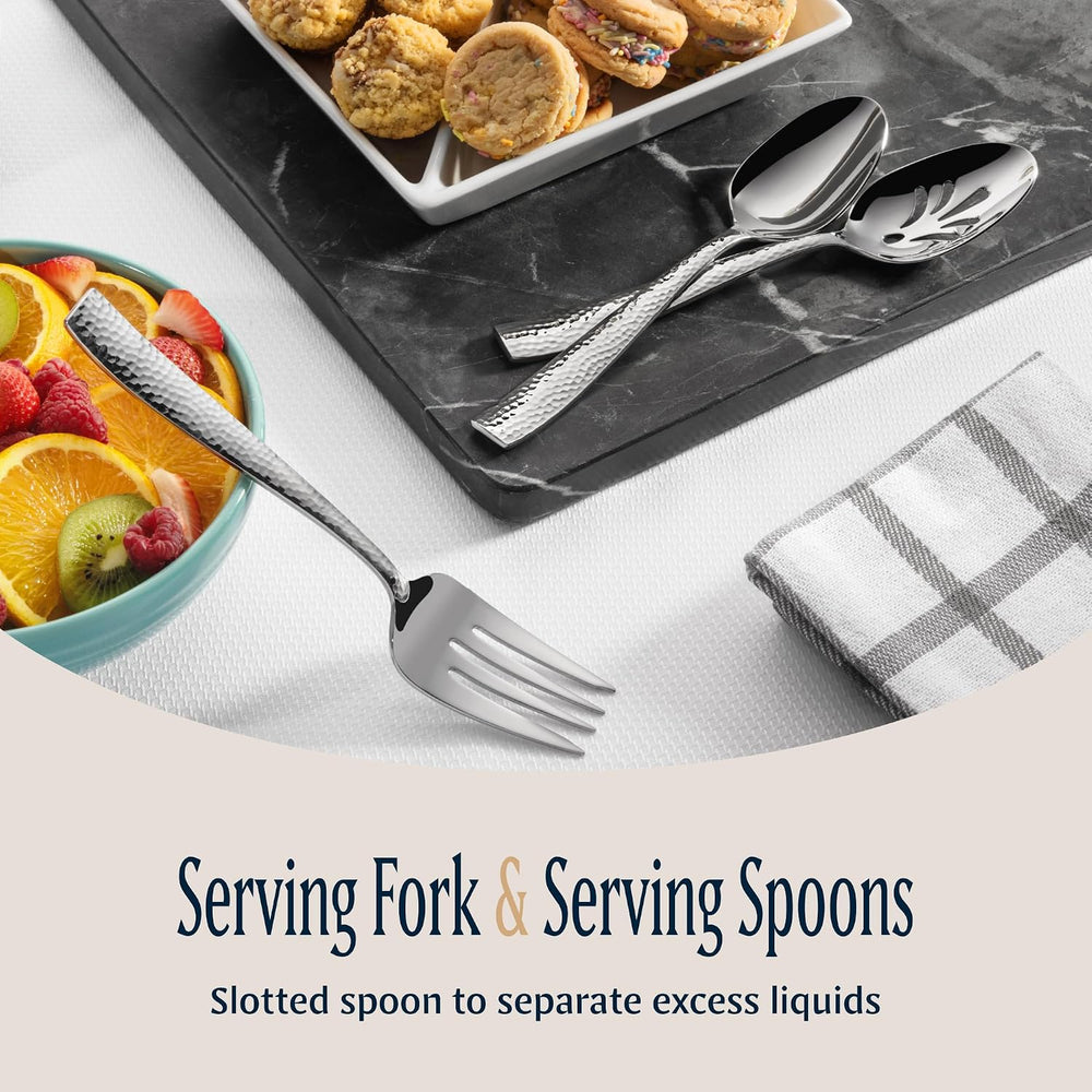 Hudson Essentials Hammered 18/10 Stainless Steel Hostess Serving Utensil Set,...