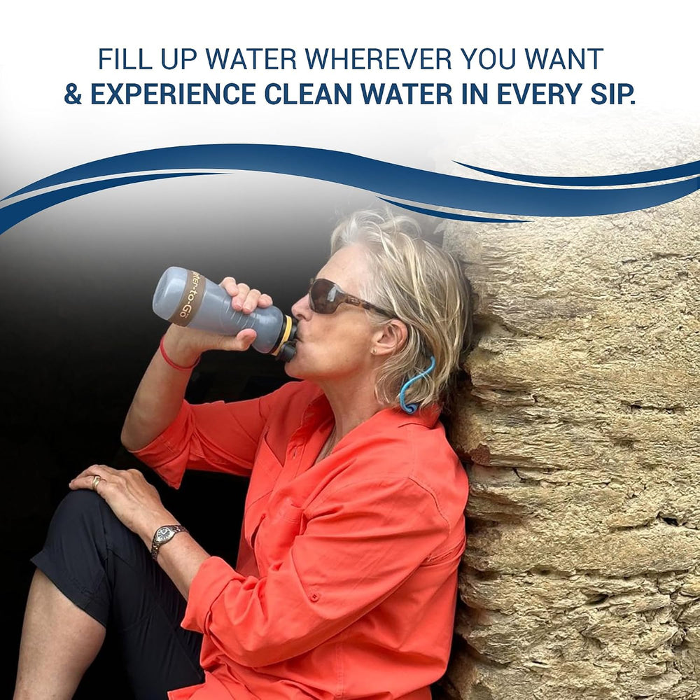 Water-to-Go Water Purifier Bottle for Hiking, 18.5oz Value Bundle