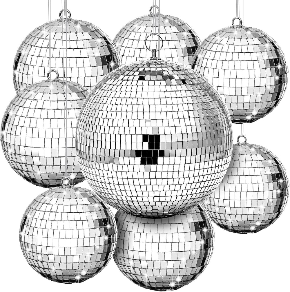 Haull 8 PCS Large Disco Ball Set, 8'', 6'', 4''