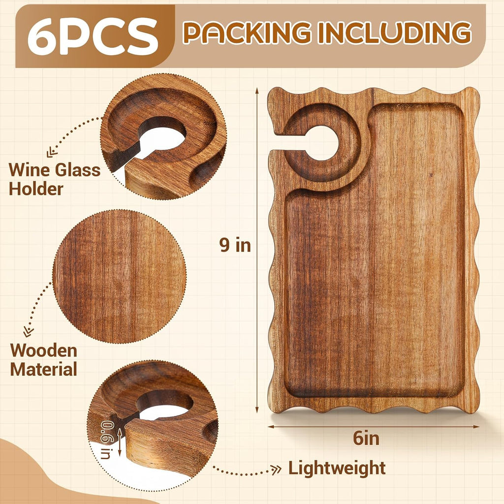 silifine 6 pcs wine appetizer plates with wine, close-up detail
