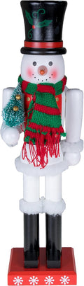 Clever Creations Snowman 15 Inch Traditional Wooden Nutcracker, Festive Christmas Décor for Shelves and Tables