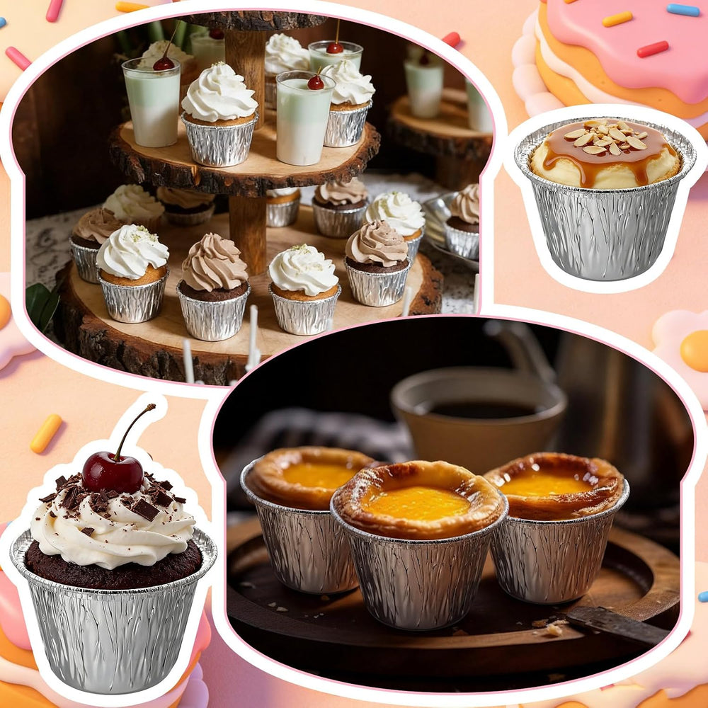 Yungyan 200 Pcs Aluminum Foil Baking Cups 7 oz Disposable Ramekins