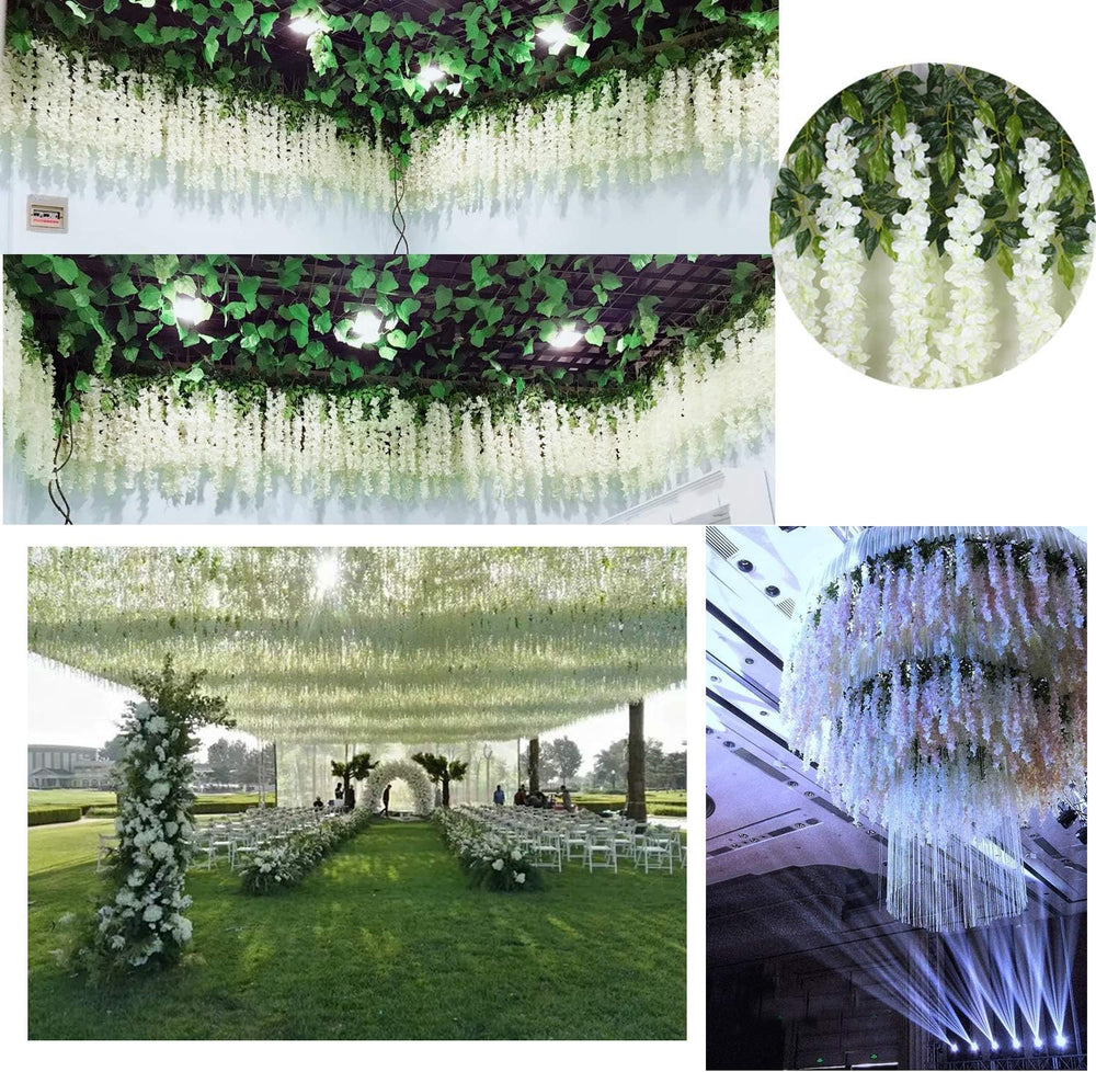 U'Artlines 24 Pack (Total 86.4 Feet) Artificial Fake Wisteria Vine Rattan...