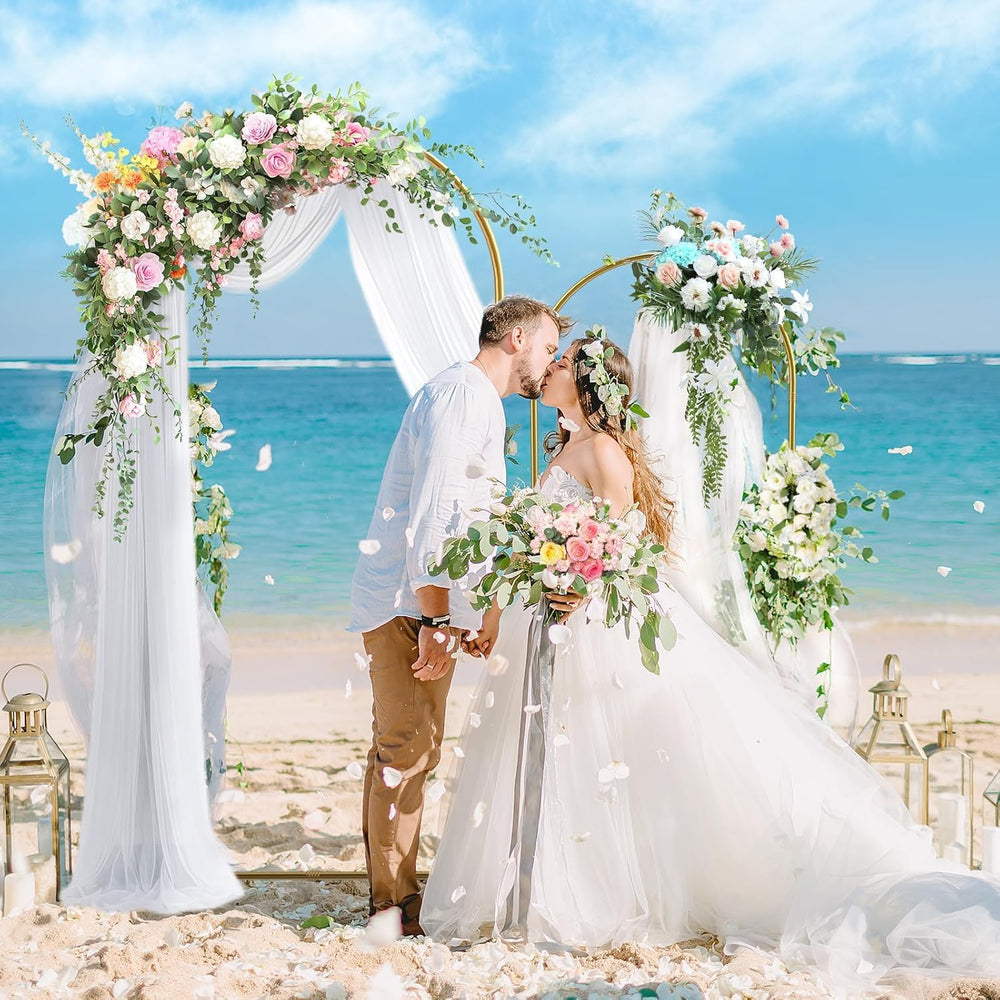 Metal Arch Backdrop Stand 7.2FT+6FT Wedding Arch Backdrop Stand Set of 2 Gold...