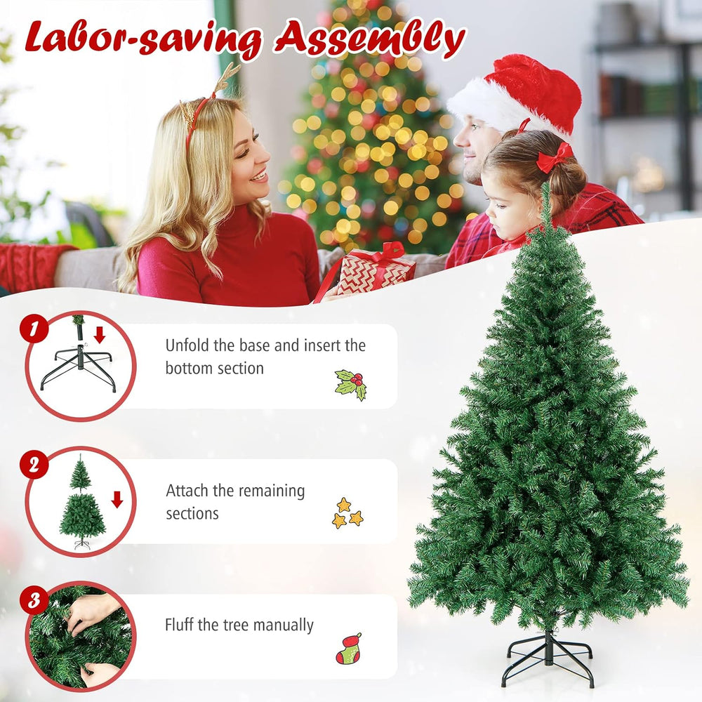 Goplus 6ft Artificial Christmas Tree with 1000 Branch Tips, Hinged