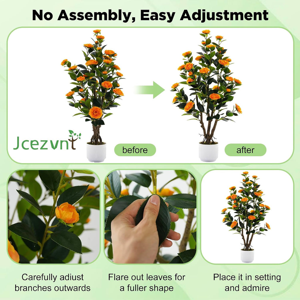 artificial camellia tree with white pot, 38" faux, package contents