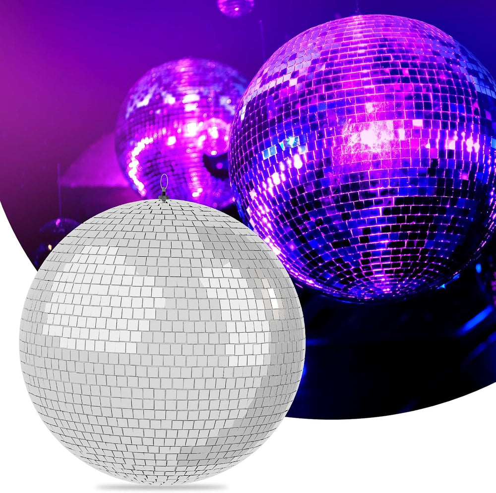 Large Disco Ball, 16 Inch Mirror Ball for Party Halloween Decor, Silver