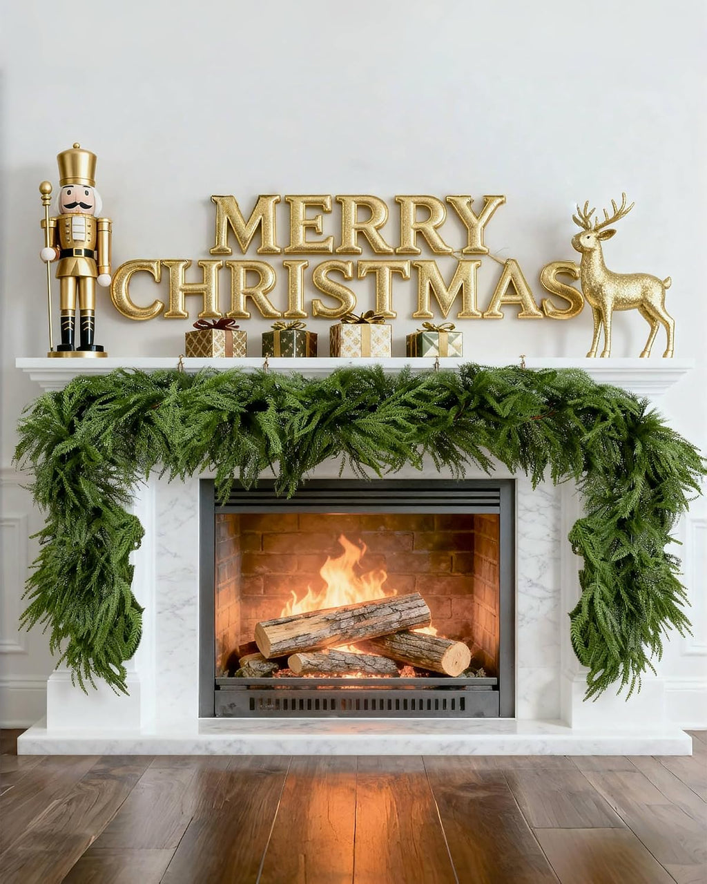Norfolk Pine Artificial Christmas Garland, Unlit Greenery, 12 FT (6FT*2)