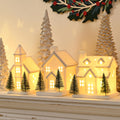 Ceramic White Christmas Village Houses, Light Up Porcelain Village Houses