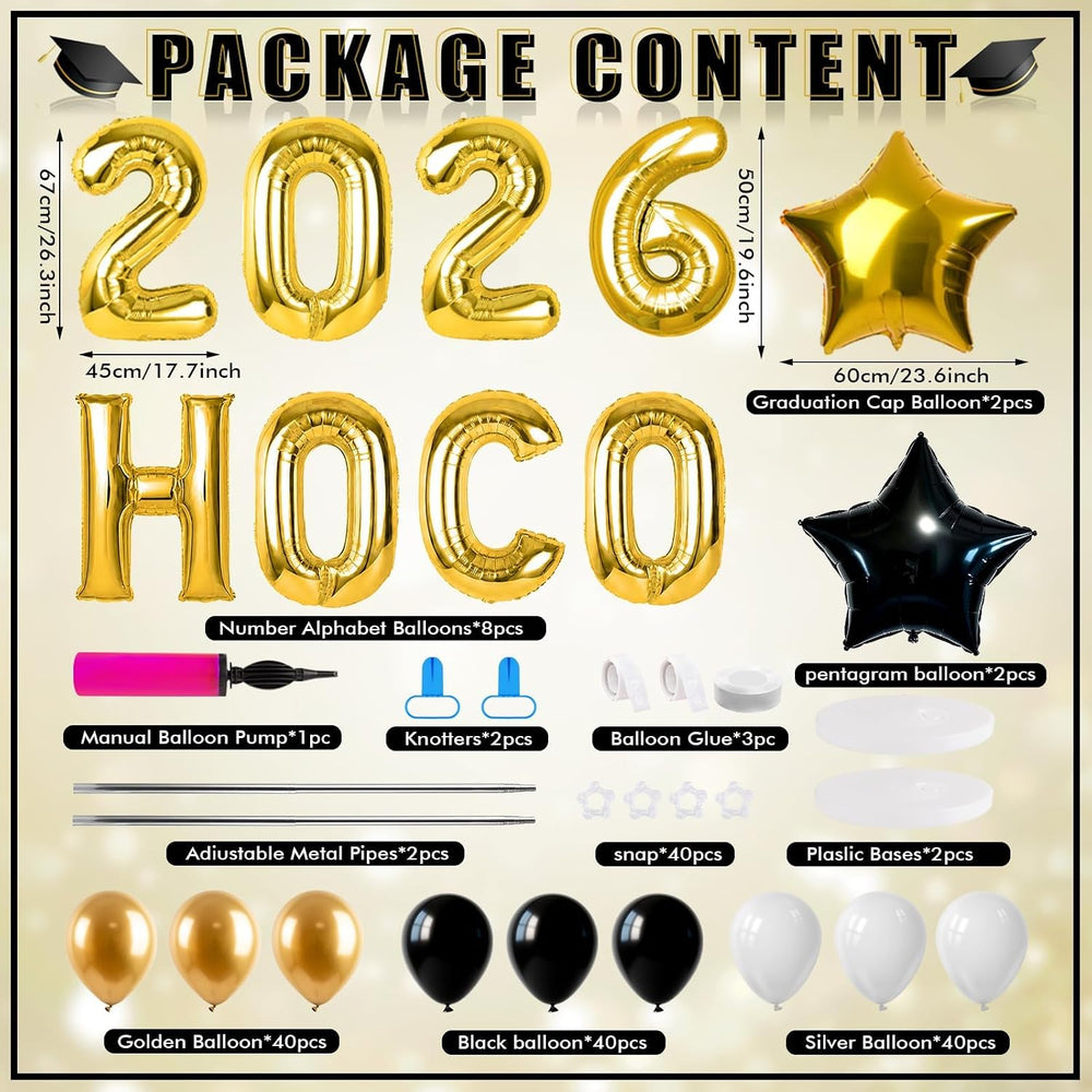 2 Sets Homecoming 2026 Balloon Column Stand Party Decorations Kits with Ballo...