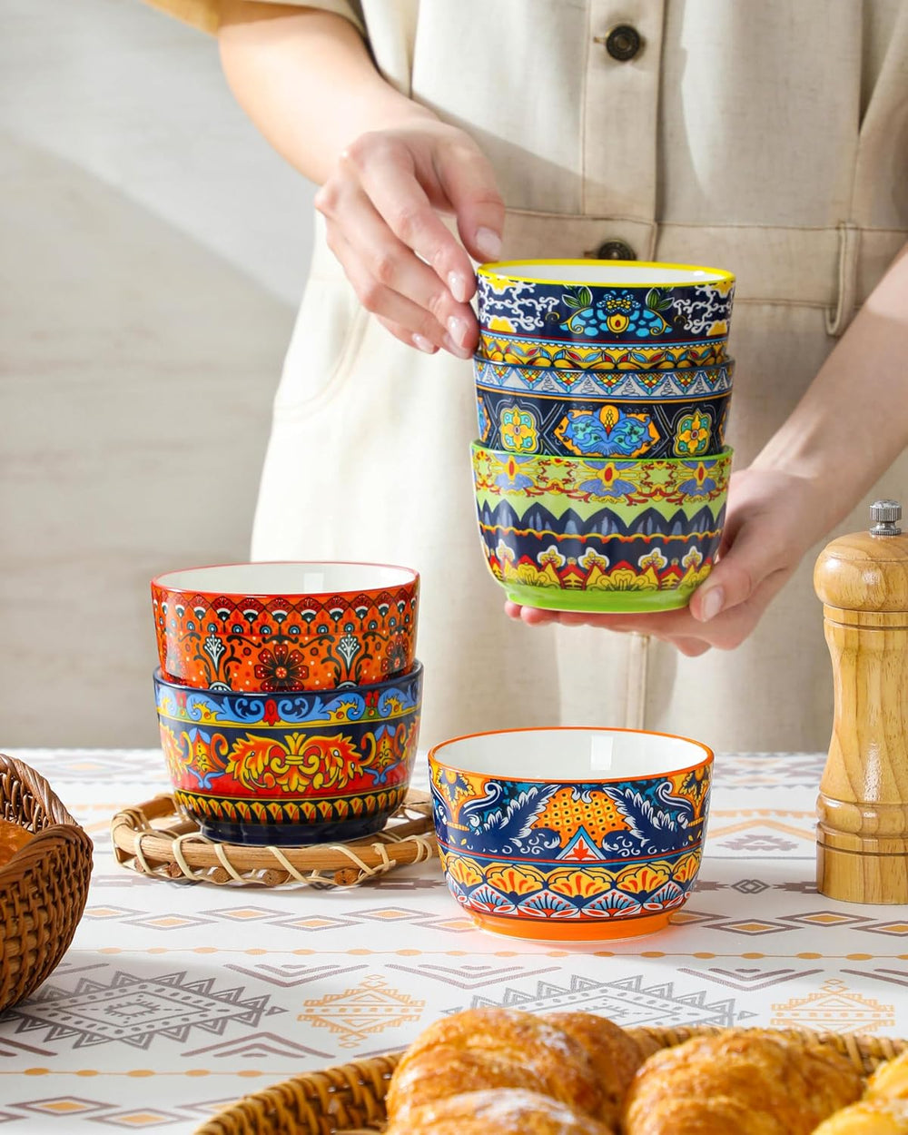 vancasso Ramekins 8 oz Oven Safe, Bohemian Style Creme Brulee Ramekin Set of ...