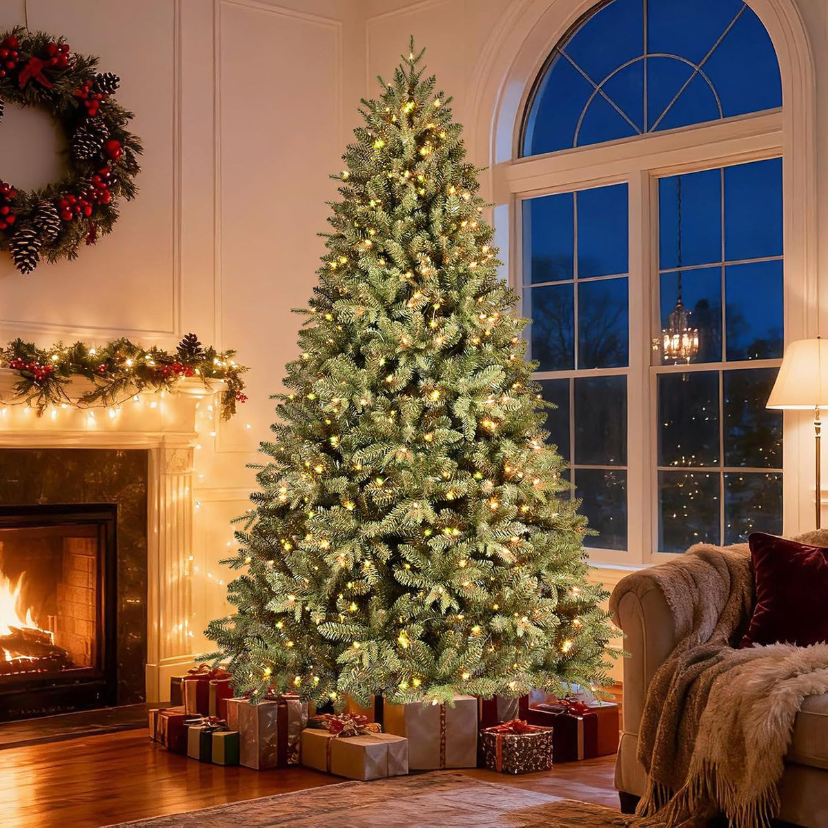 Treepool 7FT Prelit Artificial Christmas Tree, 2272 PE/PVC Tips, 500 Lights