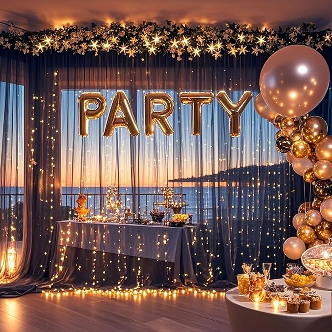 Ledido 10×10ft Tulle Backdrop Curtains with Lights String - 300LED Fairy Lights Sheer Curtain Backdrop for Weddings Baby Shower and Birthday Party Decorations(2 Panels 5×10ft)