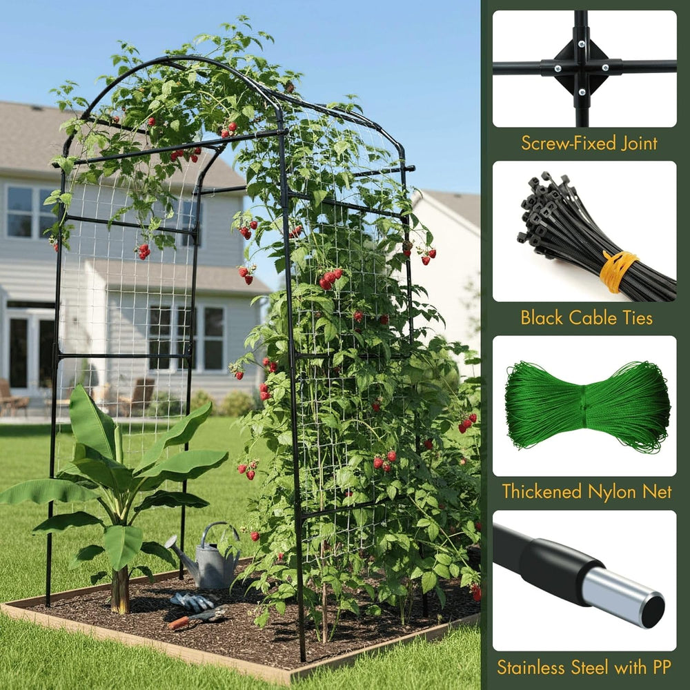 79" Tall Metal Cucumber Trellis Arch Sturdy Frame for 4FT Raised Garden Bed
